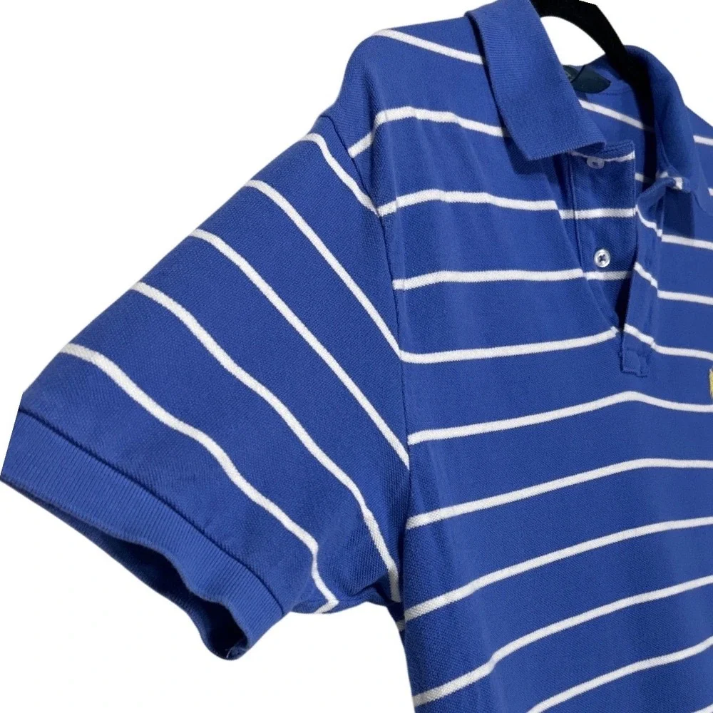 Polo Ralph Lauren Short Sleeve Polo Shirt‎ Blue White Striped Yellow Pony Large